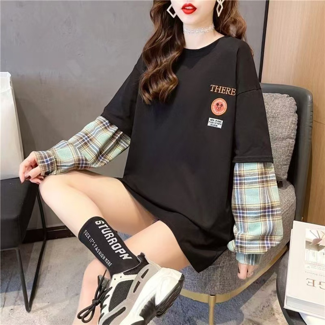 🛍تیشرت گلدوزی شده و آستین بلند زنانه ، مدل لش...